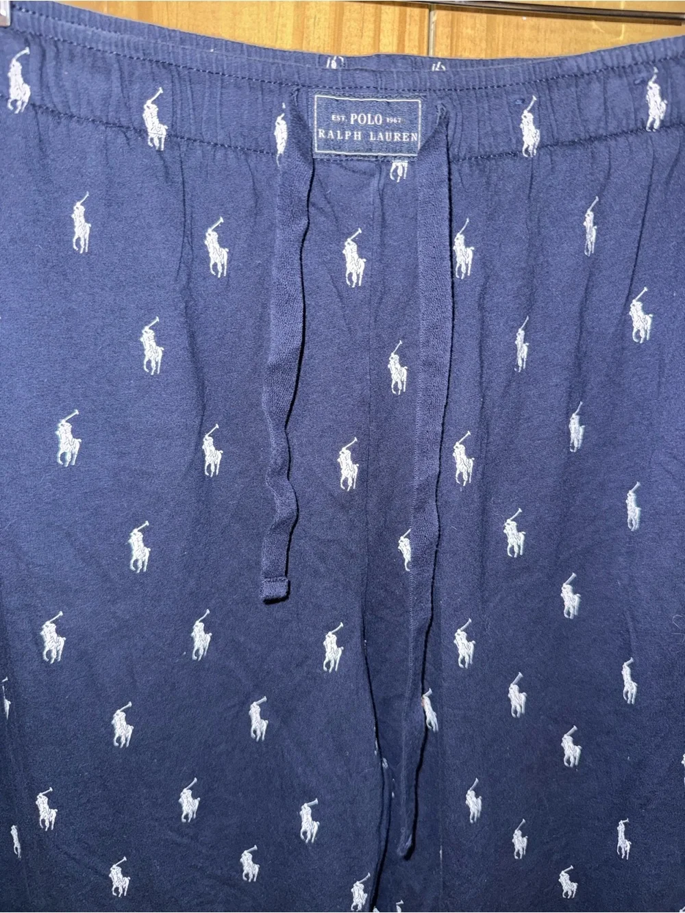 Polo by Ralph Lauren Navy pajama with White Pony Print